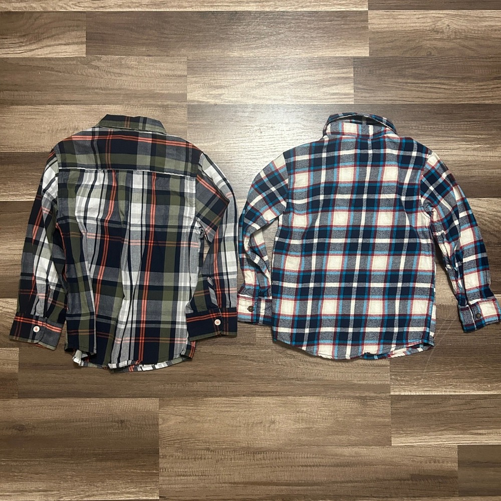 Healthtex Carter's Plaid Button Down Shirts Boys 5T Multicolor Cabincore Preppy - Picture 2 of 8